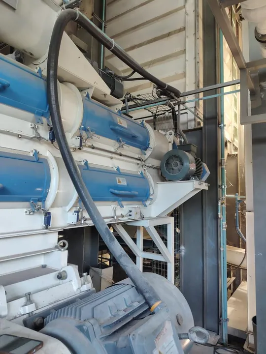 Máquina peletizadora de alimentos con conexión eléctrica y de control